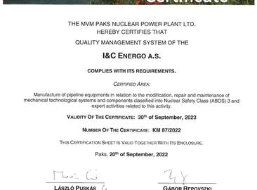 Certified supplier for the Pakš NPP